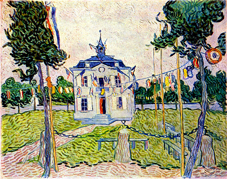 Auvers Town Hall On 14 July 1890 Van Gogh Oil Painting